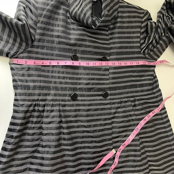 Samuel Dong Jacket Coat Womens Size Large Black White Striped Flare Sleeve - Picture 11 of 14
